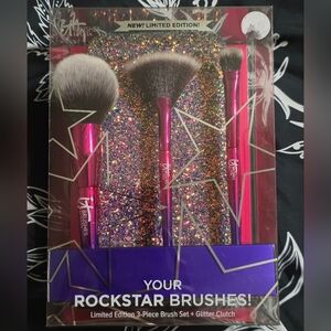IT Cosmetics Your Rockstar 3-Piece Makeup Brush Set + Glitter Clutch